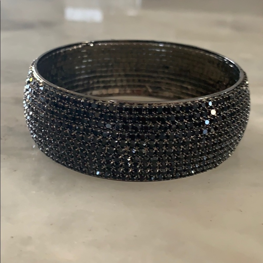 Black jeweled bangle bracelet